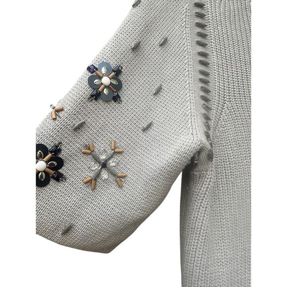 Banana Republic Womens Grey Knit Top w/ Jeweled Details Size M - Picture 5 of 7